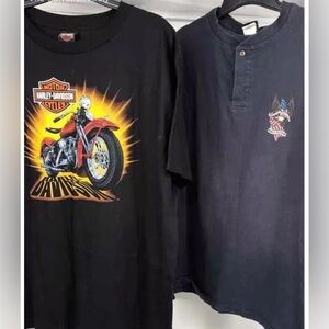 Harley-Davidson Mens Multicolor Motorcycle American T-Shirt Size 2X Lot Of 4